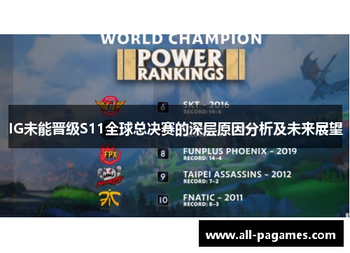 IG未能晋级S11全球总决赛的深层原因分析及未来展望 IG未能晋级S11全球总决赛的深层原因分析及未来展望